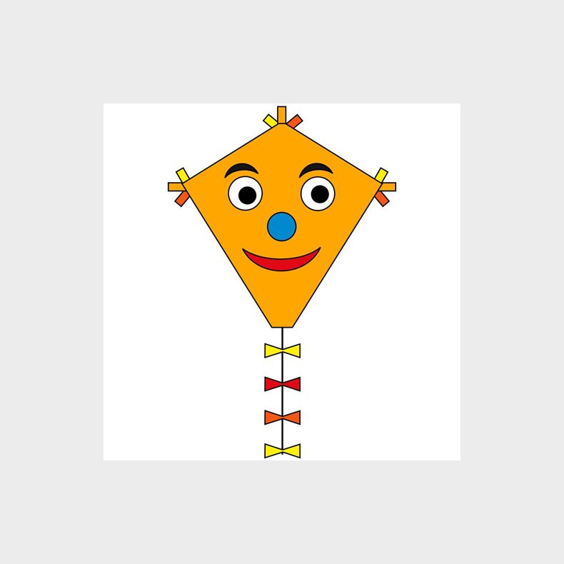 HQ Kites | Drage - med hale og 1 line, 45x50 cm Happy face