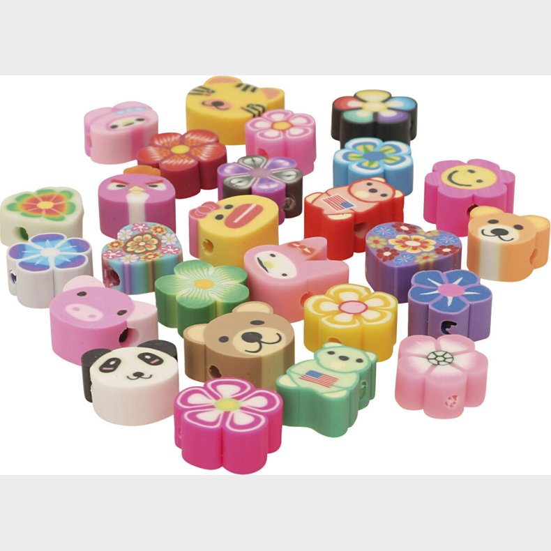 Dyre- Og Blomsterperler -  10 Mm - Hulstr. 1,5 Mm - 200 Assorterede