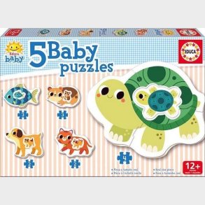 Educa Puzzle - 5 Puslespil Til Baby Fra 1 r - Dyr