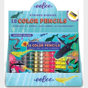 Tykke Farveblyanter Til Brn - Hajer - 12 Farver - Eeboo