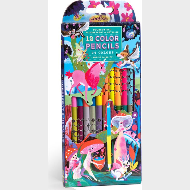 Farveblyanter - Dobbeltsidet - Magiske Skabninger - 12 Stk - Eeboo