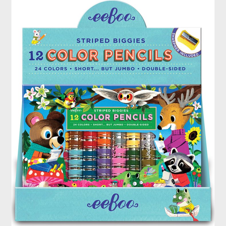 Tykke Farveblyanter - Dobbeltsidet - Skovens Venner - 12 Stk - Eeboo