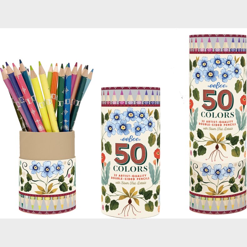 Farveblyanter - Dobbeltsidet - Flora - 25 Farver - Eeboo