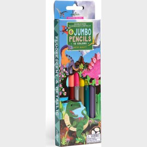Tykke Farveblyanter - Dobbeltsidet - Dinosaur - 6 Stk - Eeboo