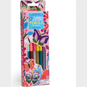 Tykke Farveblyanter - Dobbeltsidet - Sommerfugle - 6 Stk - Eeboo