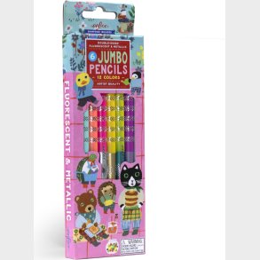 Tykke Farveblyanter - Dobbeltsidet - Sd Fejring - 6 Stk - Eeboo