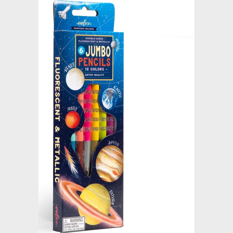 Eeboo - 6 Jumbo Farveblyanter - Our Planets Special