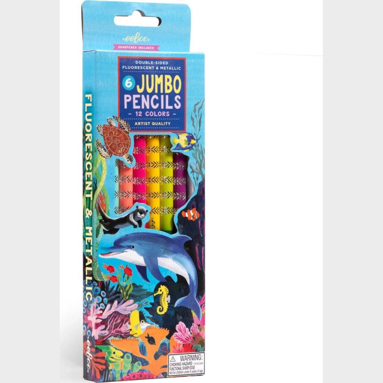 Eeboo - 6 Jumbo Farveblyanter - Sea Life Special