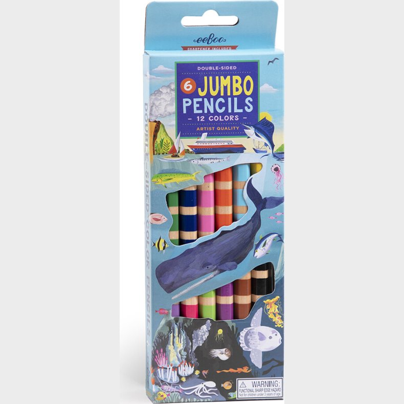 Tykke Farveblyanter - Dobbeltsidet - Under Havet - 6 Stk - Eeboo
