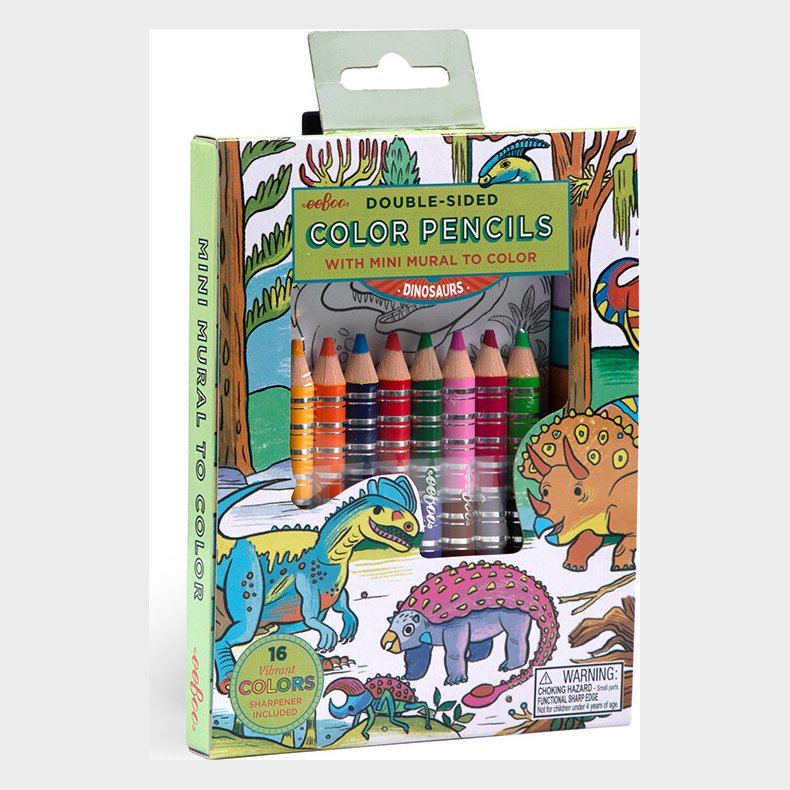 Farveblyanter Dobbeltsidet - Inkl. Tegneplakat - Dinosaur - 9 Dele
