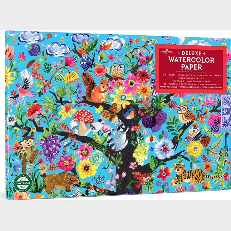 Akvarelblok - Livets Tr - Deluxe Papir - 16 Ark - Eeboo