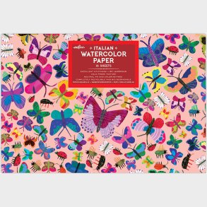 Akvarelblok - Sommerfugle - Italiensk Papir - 16 Ark - Eeboo