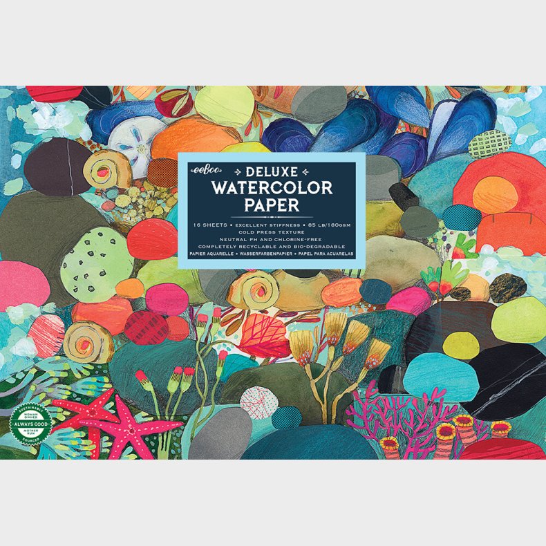 Akvarelblok - Tidevandsbassin - Deluxe Papir - 16 Ark - Eeboo