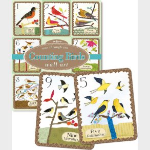 Eeboo - Kort Med Tal Og Fugle - Vgdekoration - 10 Stk