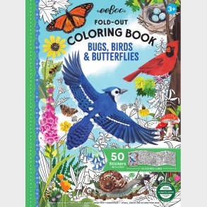 Eeboo - Malebog Med Klistermrker - Fold Ud - Insekter, Fugle Og Sommerfugle - Bog