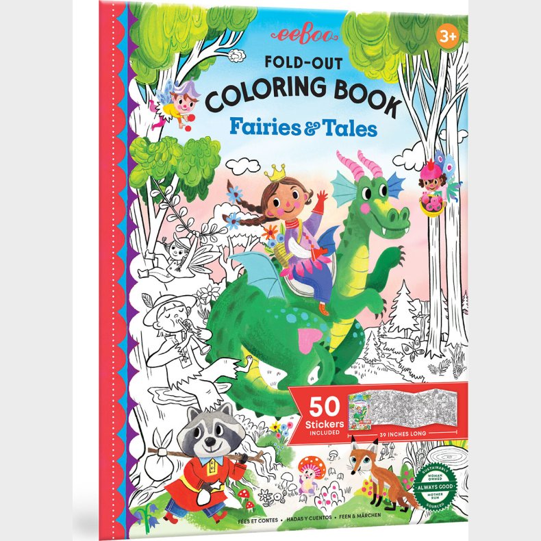 Eeboo - Malebog Med Klistermrker - Fold Ud - Feer Og Eventyr - Bog