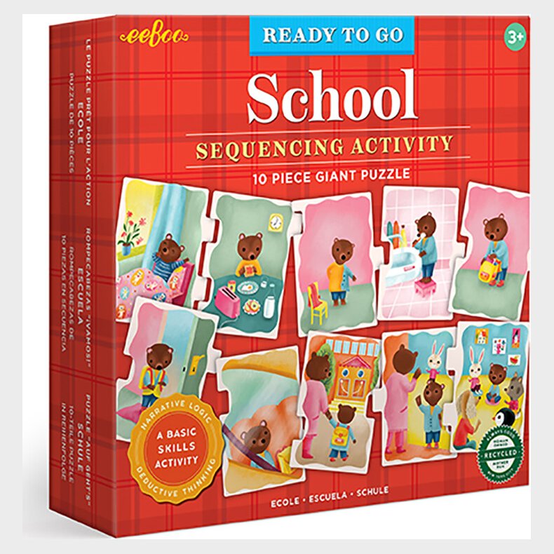 Eeboo - Jumbo Puslespil 10 Brikker - Skole