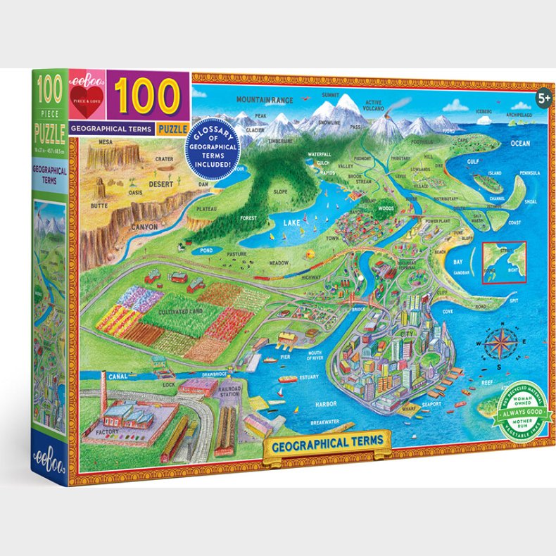 Eeboo - Puslespil 100 Brikker - Landskabsformer