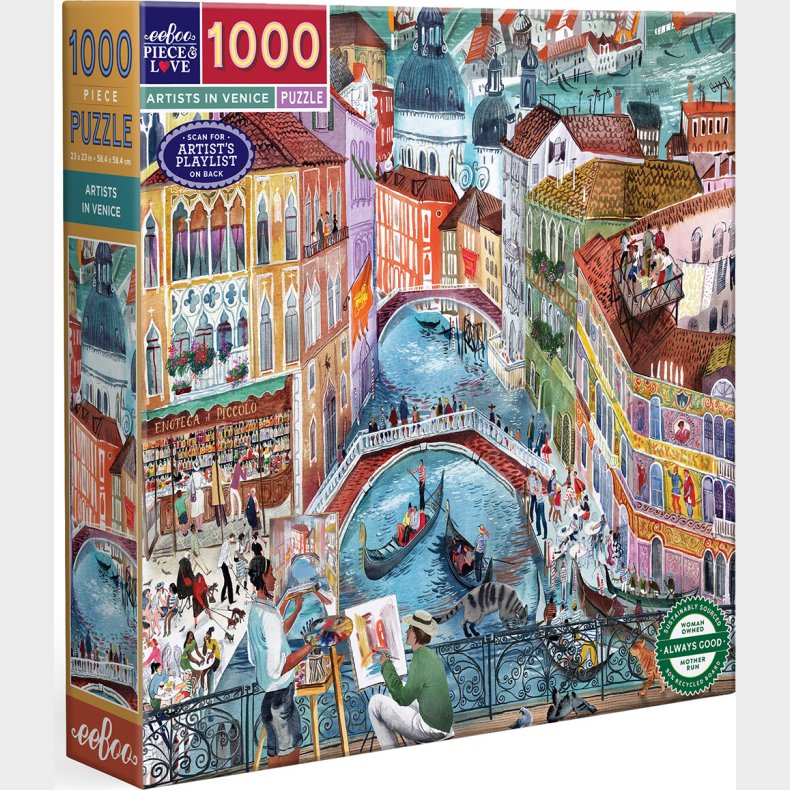 Eeboo - Artists In Venice - 1000 Brikker - Puslespil