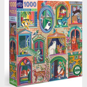 Eeboo - Puslespil 1000 Brikker - Cats In Window