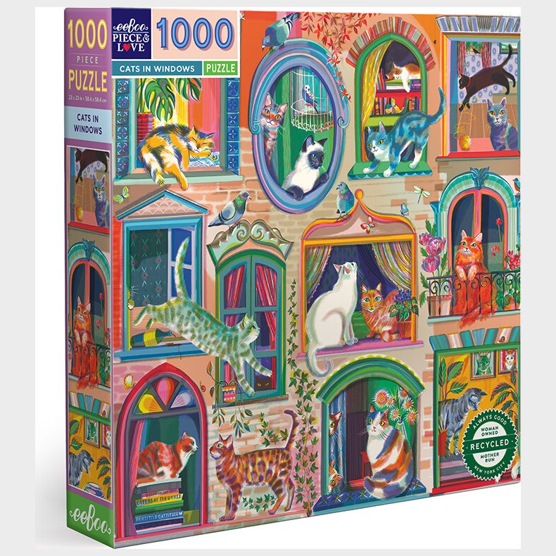 Eeboo - Puslespil 1000 Brikker - Cats In Window