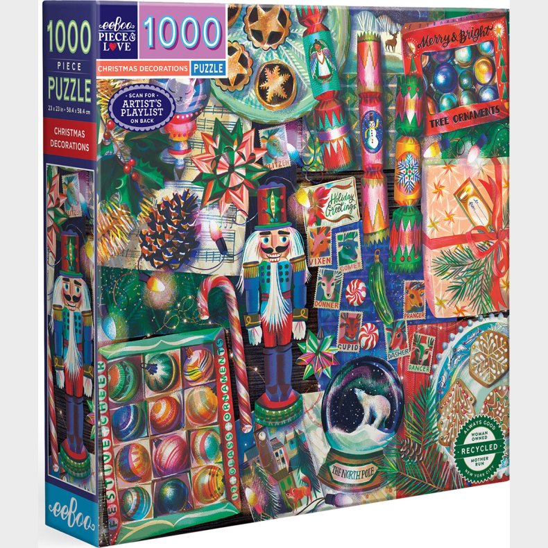 Eeboo - Puslespil 1000 Brikker - Christmas Decoration