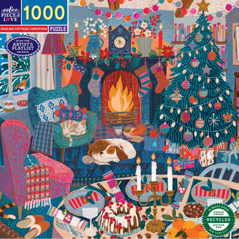 Eeboo Puslespil - 1000 Brikker - English Cottage Christmas