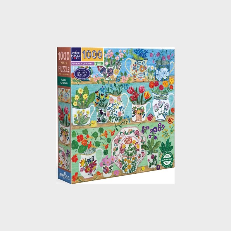 Eeboo - Puslespil 1000 Brikker - Floral Cupboard