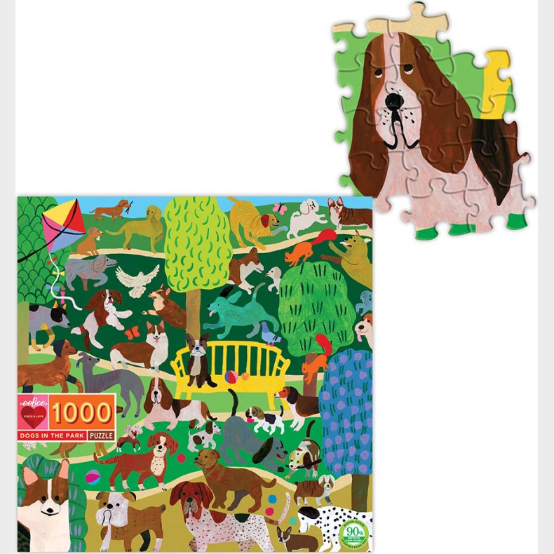 Eeboo - Puslespil 1000 Brikker - Hunde I Parken