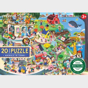 Eeboo - Puslespil 20 Brikker - Dyr I Byen