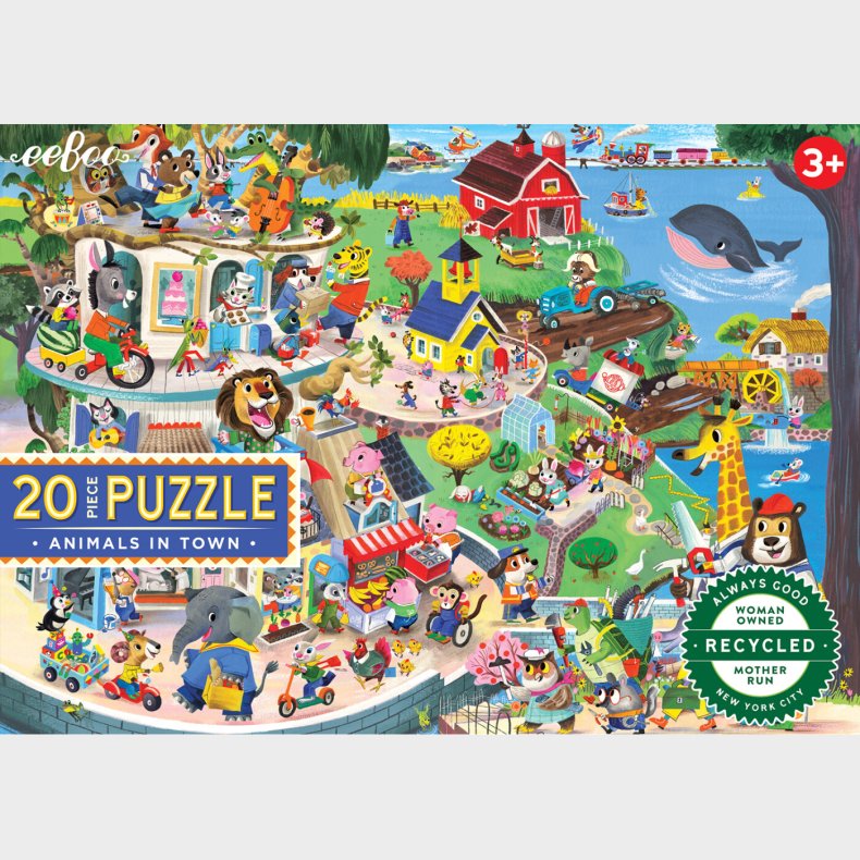 Eeboo - Puslespil 20 Brikker - Dyr I Byen
