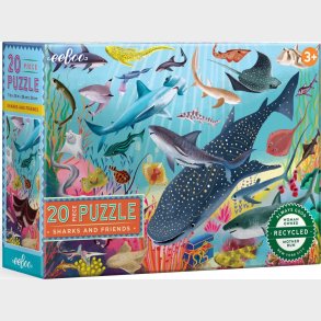 Eeboo Puslespil - Hajer Og Venner - 20 Brikker