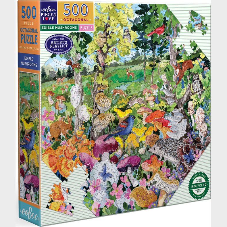 Eeboo - Puslespil 500 Brikker - Edible Mushrooms