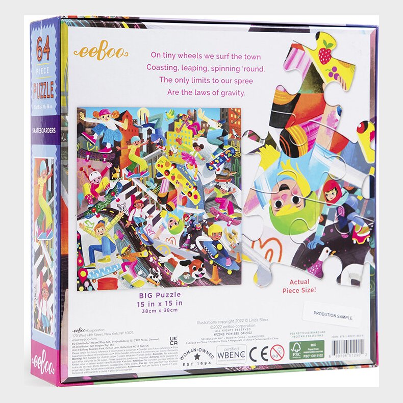 Eeboo - Puslespil 64 Brikker - Skateboarders