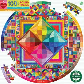 Eeboo - Rundt Puslespil 100 Brikker - Beauty Of Colour