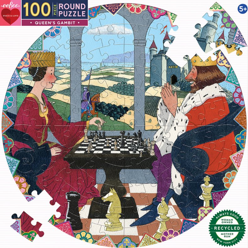 Eeboo - Rundt Puslespil 100 Brikker - Queen's Gambit