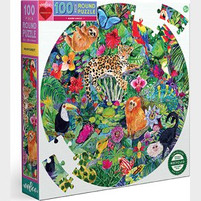 Eeboo - Rundt Puslespil 100 Brikker - Rainforest
