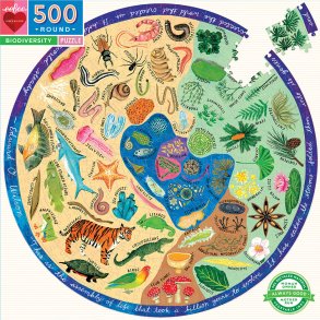 Eeboo - Rundt Puslespil 500 Brikker - Biodiversitet