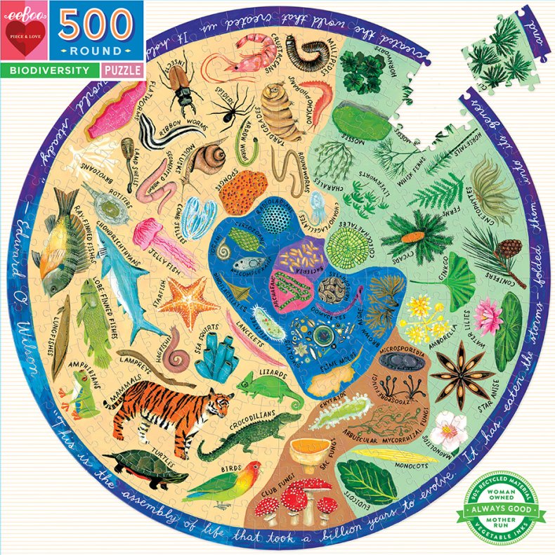 Eeboo - Rundt Puslespil 500 Brikker - Biodiversitet