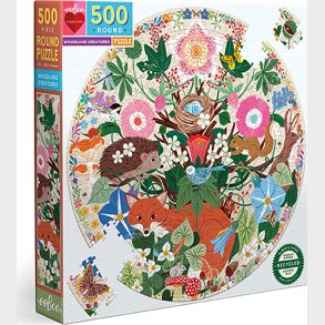 Eeboo - Rundt Puslespil 500 Brikker - Woodland Creatures