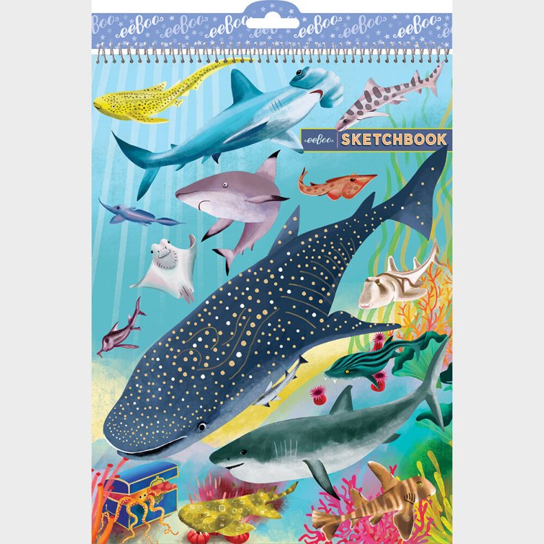 Eeboo - Skitsebog Med Spiralryg Til Brn - Hajer Og Venner