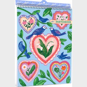 Eeboo - Skitsebog Med Spiralryg Til Brn - Hjerter Og Fugle