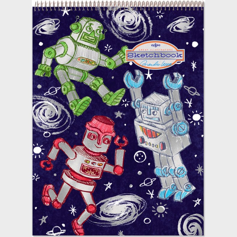 Eeboo - Skitsebog Med Spiralryg Til Brn - Robotter