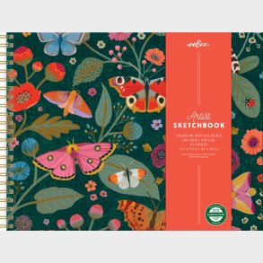 Eeboo - Skitsebog Med Spiralryg - Sommerfugle Og Blomster