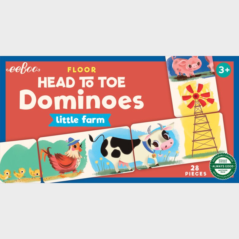 Eeboo - Floor Head To Toe Dominoes - Little Farm - 28 Brikker