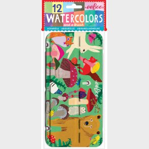 Eeboo - Vandfarve St Med Pensel - Skoven - 12 Farver