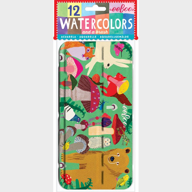 Eeboo - Vandfarve St Med Pensel - Skoven - 12 Farver