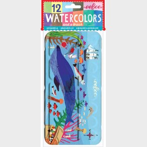 Eeboo - Vandfarve St Med Pensel - Under Havet - 12 Farver