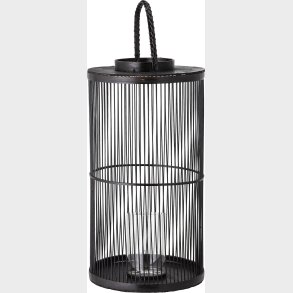 Bloomingville - Effie Lanterne Med Glas - Sort - Bambus