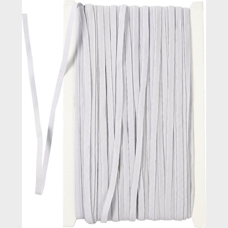 Elastikbnd - B 6 Mm - Hvid - 50 M